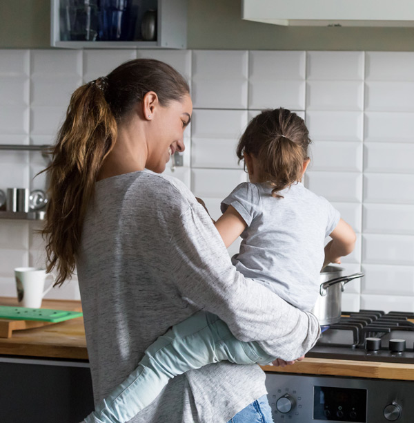 Healthy mom with child